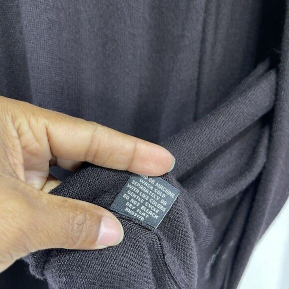 Women Sweater Cardigan Large Brown Open Cowl Neck Ruched Sleeve Premise Studio - Picture 13 of 16